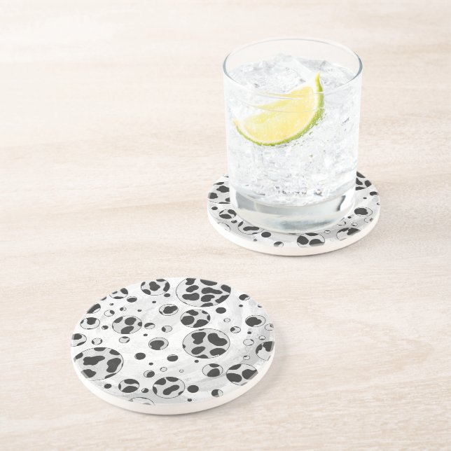 Dalmatiner Polka Dot Black und White Sandstein Untersetzer (Seite)
