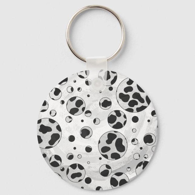 Dalmatiner Polka Dot Black und White Schlüsselanhänger (Vorderseite)