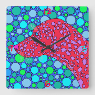 Dalmatiner-Polka-Punkt-Hundekunst-Dekor-Uhr z Quadratische Wanduhr