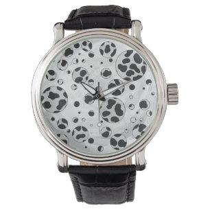 Dalmatiner-Polka-Punkt Schwarzweiss Armbanduhr