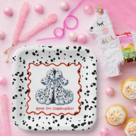 Dalmatiner Print Birthday | Schwarz-Weiß-Party Pappteller