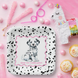 Dalmatiner Print Birthday | Schwarz-Weiß-Party Pappteller