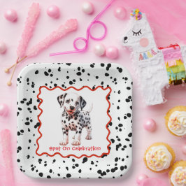 Dalmatiner Print Birthday | Schwarz-Weiß-Party Pappteller