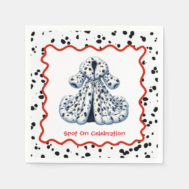 Dalmatiner Print Birthday | Schwarz-Weiß-Party Serviette (Vorderseite)