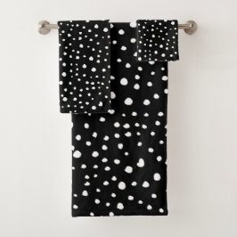Dalmatiner Punkte, Dalmatiner Spots, Schwarz und W Badhandtuch Set