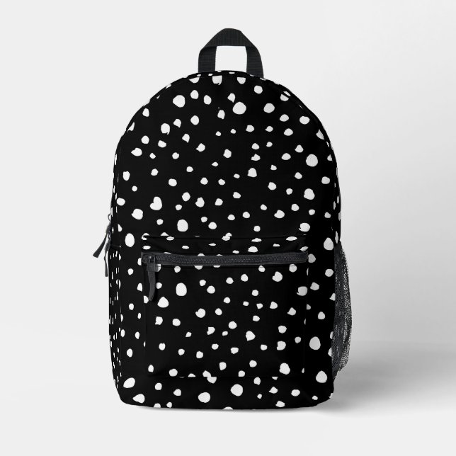 Dalmatiner Punkte, Dalmatiner Spots, Schwarz und W Bedruckter Rucksack (Vorderseite)