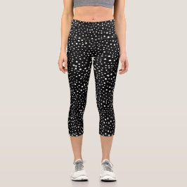Dalmatiner Punkte, Dalmatiner Spots, Schwarz und W Capri Leggings