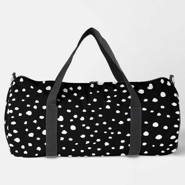 Dalmatiner Punkte, Dalmatiner Spots, Schwarz und W Duffle Bag (Vorderseite)