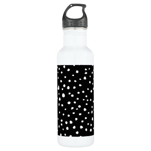 Dalmatiner Punkte, Dalmatiner Spots, Schwarz und W Edelstahlflasche (Vorderseite)