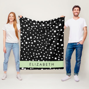 Dalmatiner Punkte, Punkte, schwarz und weiß, Ihr N Fleecedecke