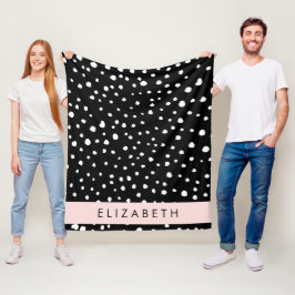 Dalmatiner Punkte, Punkte, schwarz und weiß, Ihr N Fleecedecke