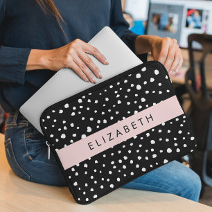 Dalmatiner Punkte, Punkte, schwarz und weiß, Ihr N Laptopschutzhülle