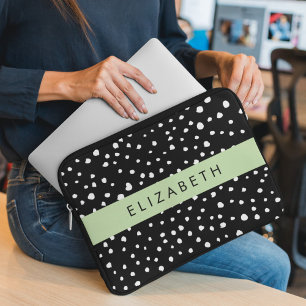 Dalmatiner Punkte, Punkte, schwarz und weiß, Ihr N Laptopschutzhülle