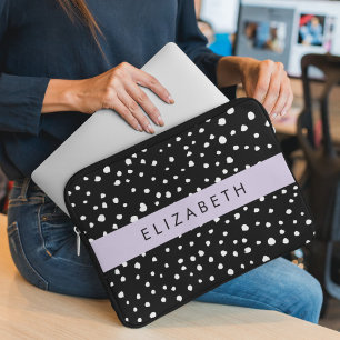 Dalmatiner Punkte, Punkte, schwarz und weiß, Ihr N Laptopschutzhülle