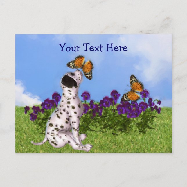 Dalmatiner Puppy Butterfells Anpassbare Postkarte (Vorderseite)