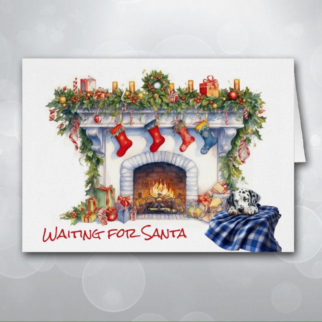 Dalmatiner Puppy Fireplace warten auf Santa (Von Creator hochgeladen)