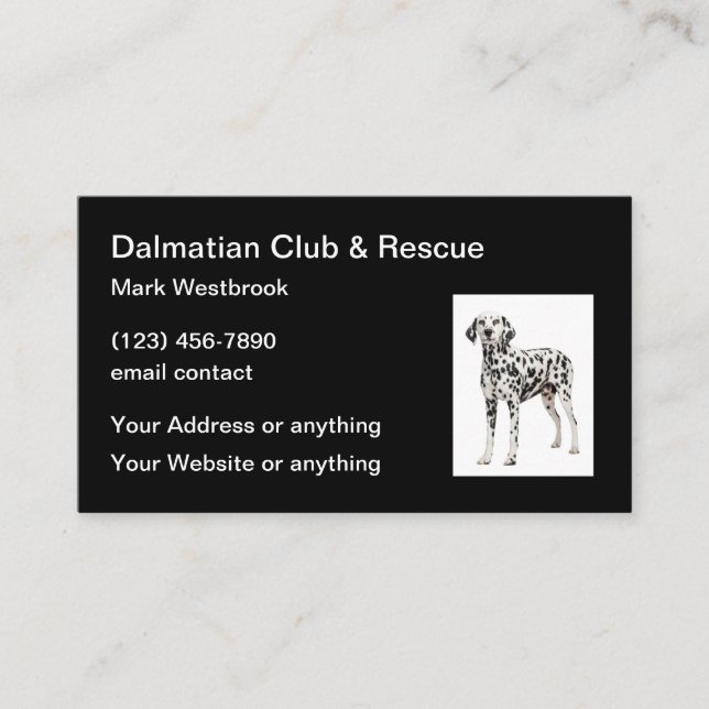 Dalmatiner Rescue Dog Rasse Club Visitenkarte (Vorderseite)
