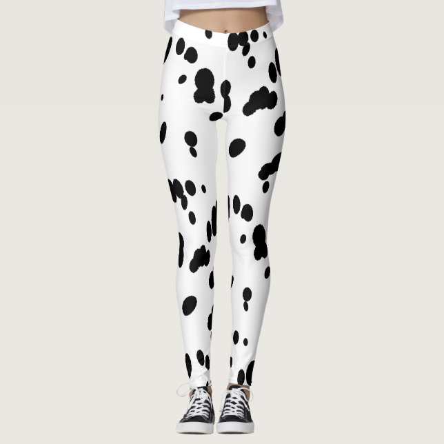 Dalmatiner schlägt Muster Schwarz-Weiß-Dog-Fur Leggings (Vorderseite)