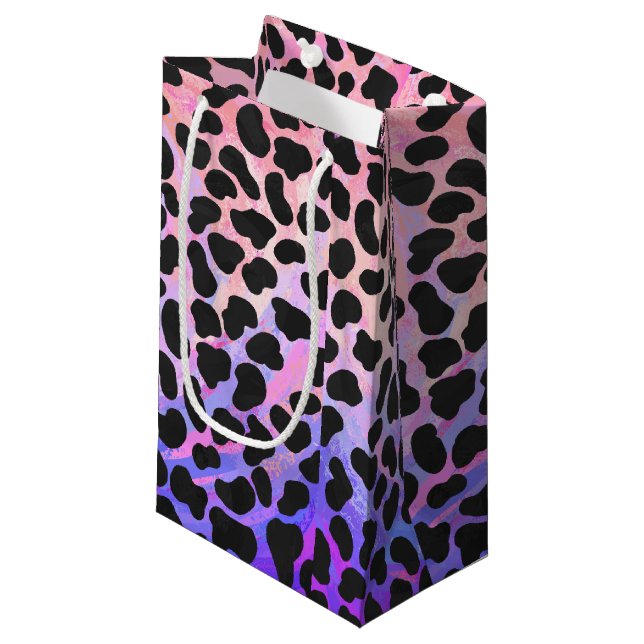 Dalmatiner Schwarz/Rosa Kleine Geschenktüte (Vorderseite Schrägansicht)