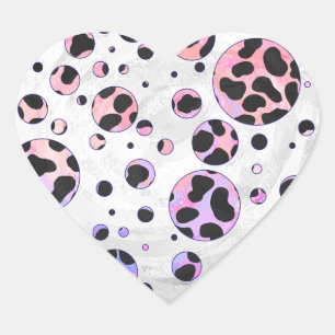 Dalmatiner Schwarz und Rosa Polka Dot drucken Herz-Aufkleber