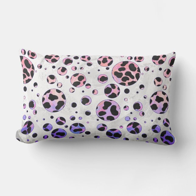 Dalmatiner Schwarz und Rosa Polka Dot drucken Lendenkissen (Vorderseite)