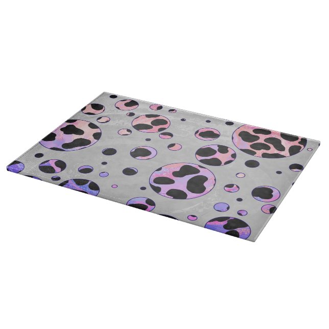 Dalmatiner Schwarz und Rosa Polka Dot drucken Schneidebrett (Ecke)