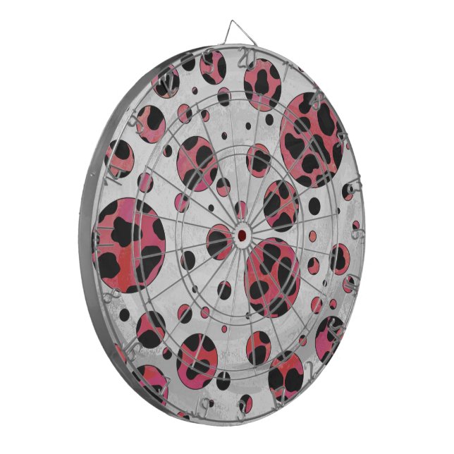 Dalmatiner Schwarz und Rot mit Polka Dots Dartscheibe (Vorderseite Links)