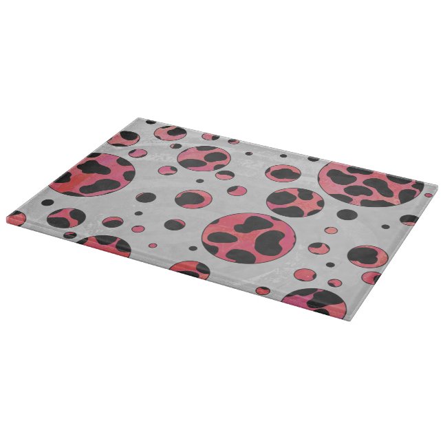 Dalmatiner Schwarz und Rot mit Polka Dots Schneidebrett (Ecke)