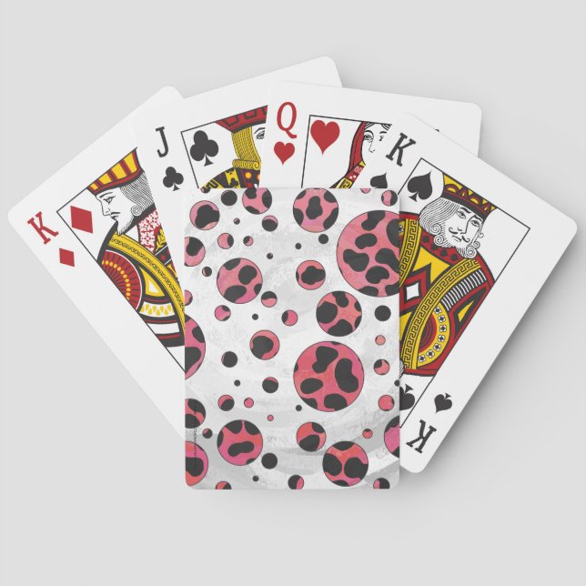 Dalmatiner Schwarz und Rot mit Polka Dots Spielkarten (Rückseite)