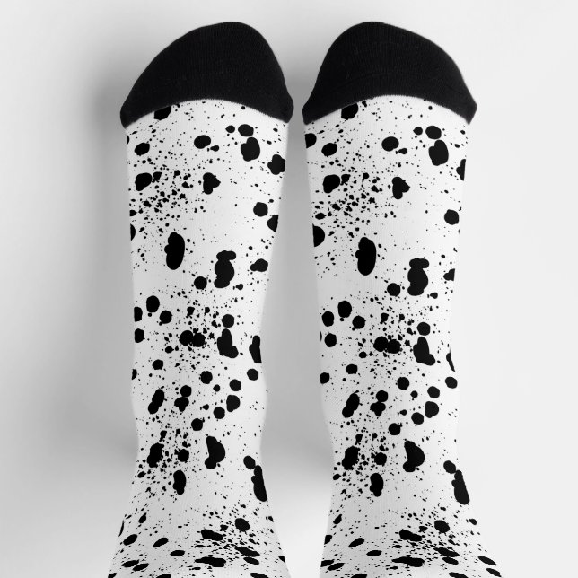 Dalmatiner Schwarz-Weiß-Druckmuster Socken (Oben)