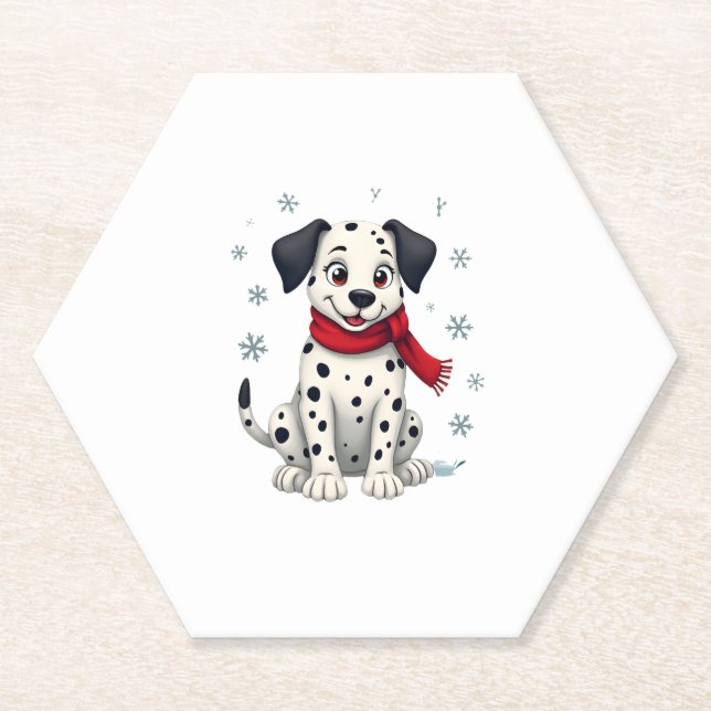 Dalmatiner Snowy Fun Untersetzer (Vorderseite)