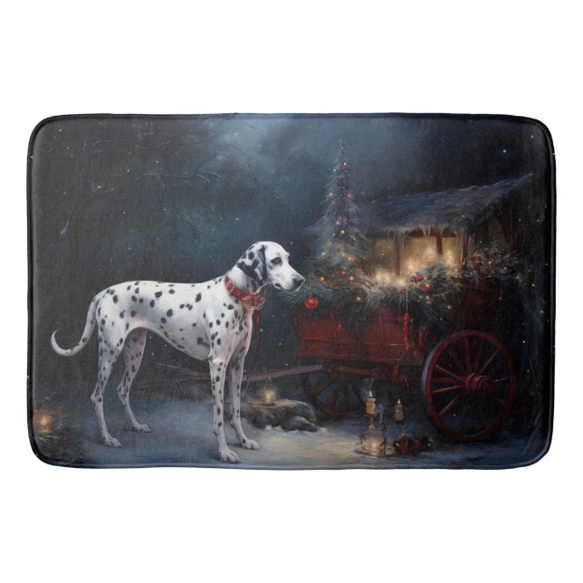 Dalmatiner Snowy Sleigh Weihnachtsdekor Badematte (Vorderseite)