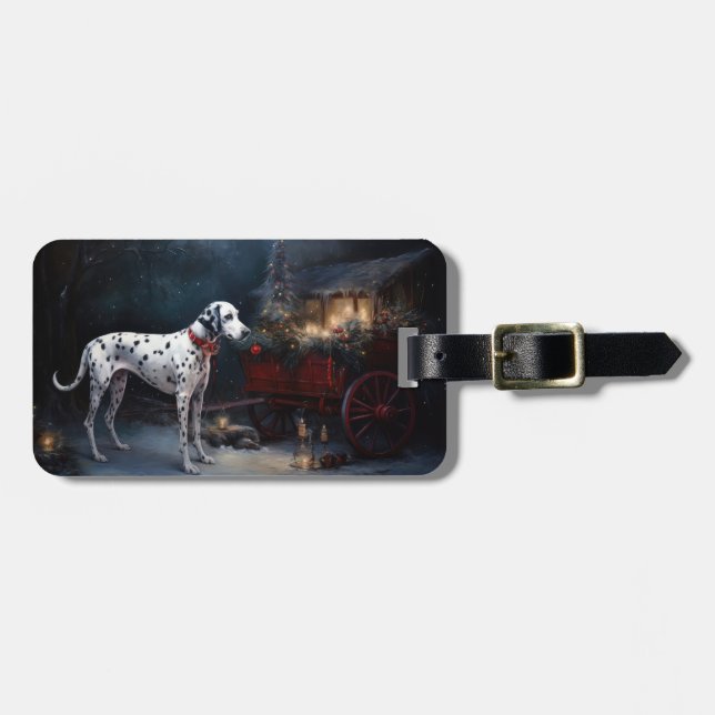 Dalmatiner Snowy Sleigh Weihnachtsdekor Gepäckanhänger (Vorderseite horizontal)
