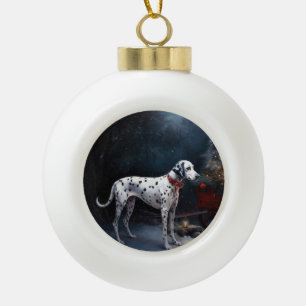 Dalmatiner Snowy Sleigh Weihnachtsdekor Keramik Kugel-Ornament