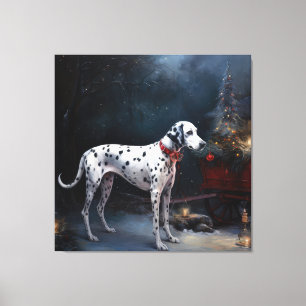 Dalmatiner Snowy Sleigh Weihnachtsdekor Leinwanddruck