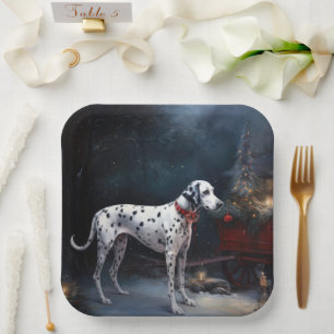 Dalmatiner Snowy Sleigh Weihnachtsdekor Pappteller