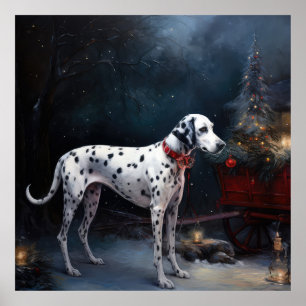Dalmatiner Snowy Sleigh Weihnachtsdekor Poster