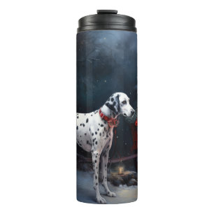 Dalmatiner Snowy Sleigh Weihnachtsdekor Thermosbecher