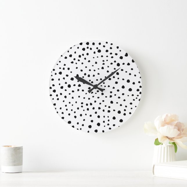Dalmatiner-Spots, Dalmatiner-Punkte, Schwarz und W Große Wanduhr (Zuhause)