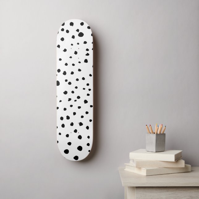 Dalmatiner-Spots, Dalmatiner-Punkte, Schwarz und W Skateboard (Wandkunst)