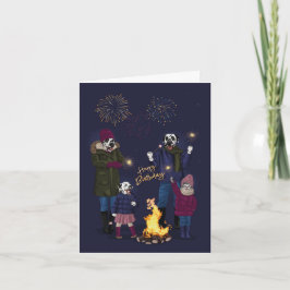 Dalmatiner und Katzenfamilie Feuerwerk Feuerfeuer Karte