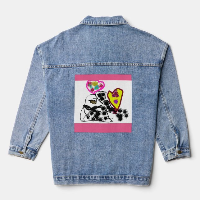Dalmatiner-Valentinfarbe Jeansjacke (Rückseite)