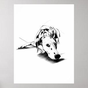 Dalmatiner Wandkunst Poster – Handgezeichnet