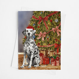 Dalmatiner Wasserfarbe unter Weihnachtsbaumkarte Karte