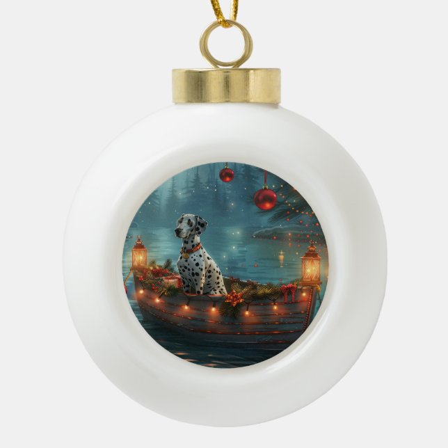 Dalmatiner Weihnachten Feierliche Reise Keramik Kugel-Ornament (Vorderseite)