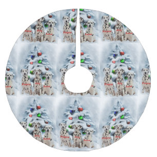Dalmatiner-Weihnachten Polyester Weihnachtsbaumdecke