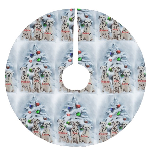 Dalmatiner Weihnachten Polyester Weihnachtsbaumdecke (Vorderseite)
