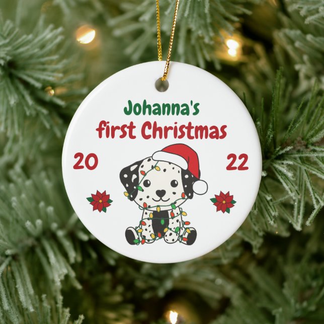 Dalmatiner Weihnachten Weihnachten Die ersten Weih Keramik Ornament (Baum)