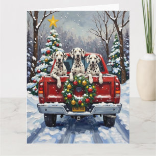 Dalmatiner-Weihnachts-Rot-Lieferwagen-Feiertag Karte
