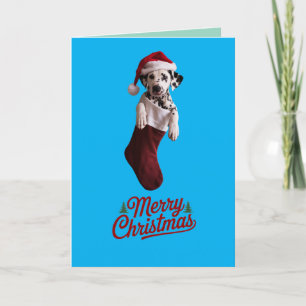 Dalmatiner Weihnachts-Strumpf Weihnachtskarte Feiertagskarte